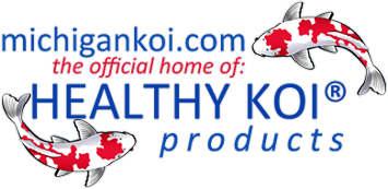 A logo for healthy koi products